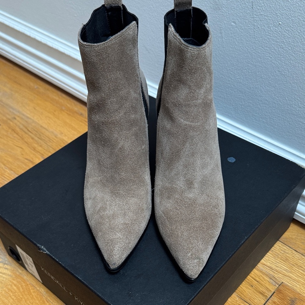 Kendall + Kylie Women's Taupe Suede Ankle Booties - Picture 7 of 7